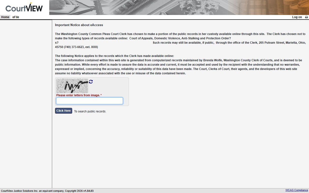 Washington County court records after arrest CourtView eAccess portal