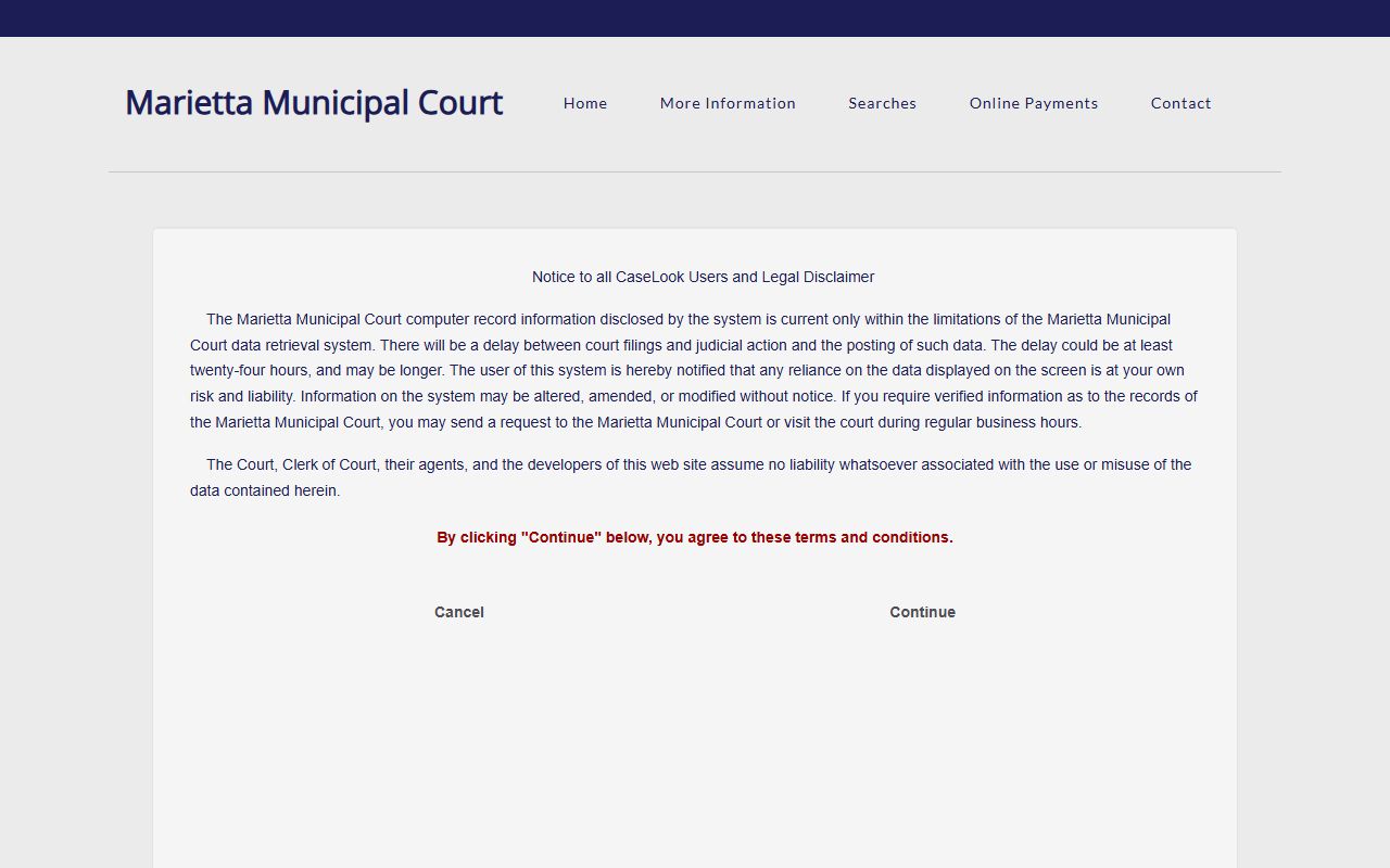 Washington County court records after jail arrest Marietta Municipal record search