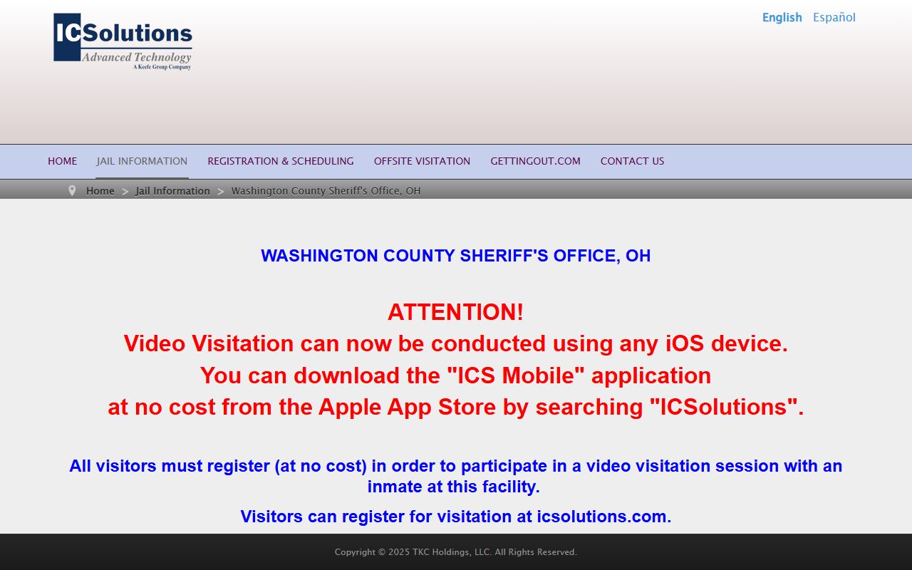 Washington County Jail visitation schedule and video visit information